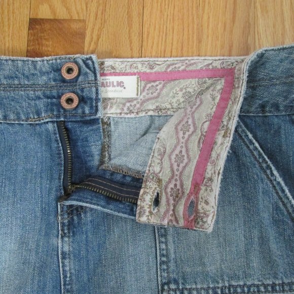 HYDRAULIC WOMEN'S SIZE 9 10 BLUE SLUB DENIM JEAN SKIRT SHORT MINI DISTRESSED - Picture 3 of 7